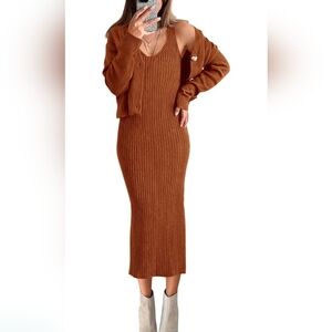 Knit Sweater Dress W/ Cardigan